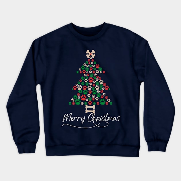 Pet Paw Christmas Tree, family pets Crewneck Sweatshirt by YuriArt